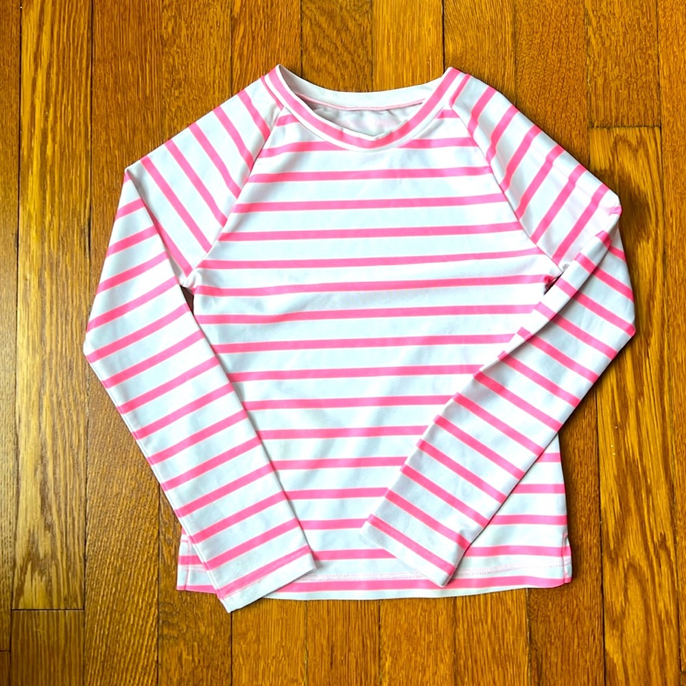 Gap Pink & White Stripe Rashguard-Size S